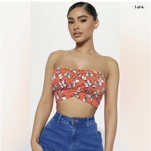 Fashion nova get away with me tube top size s color red combo nwt